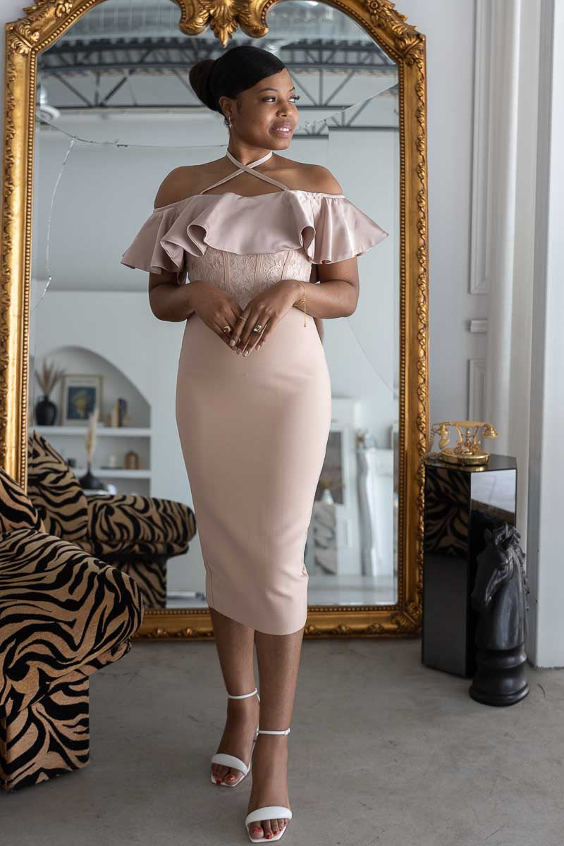 Giovania Dress Halter Raffle Lace Corcet